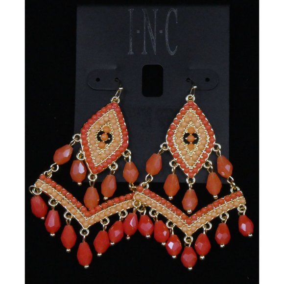 New Inc Gold-Tone Beaded Kite Drop Earrings - Picture 2 of 3
